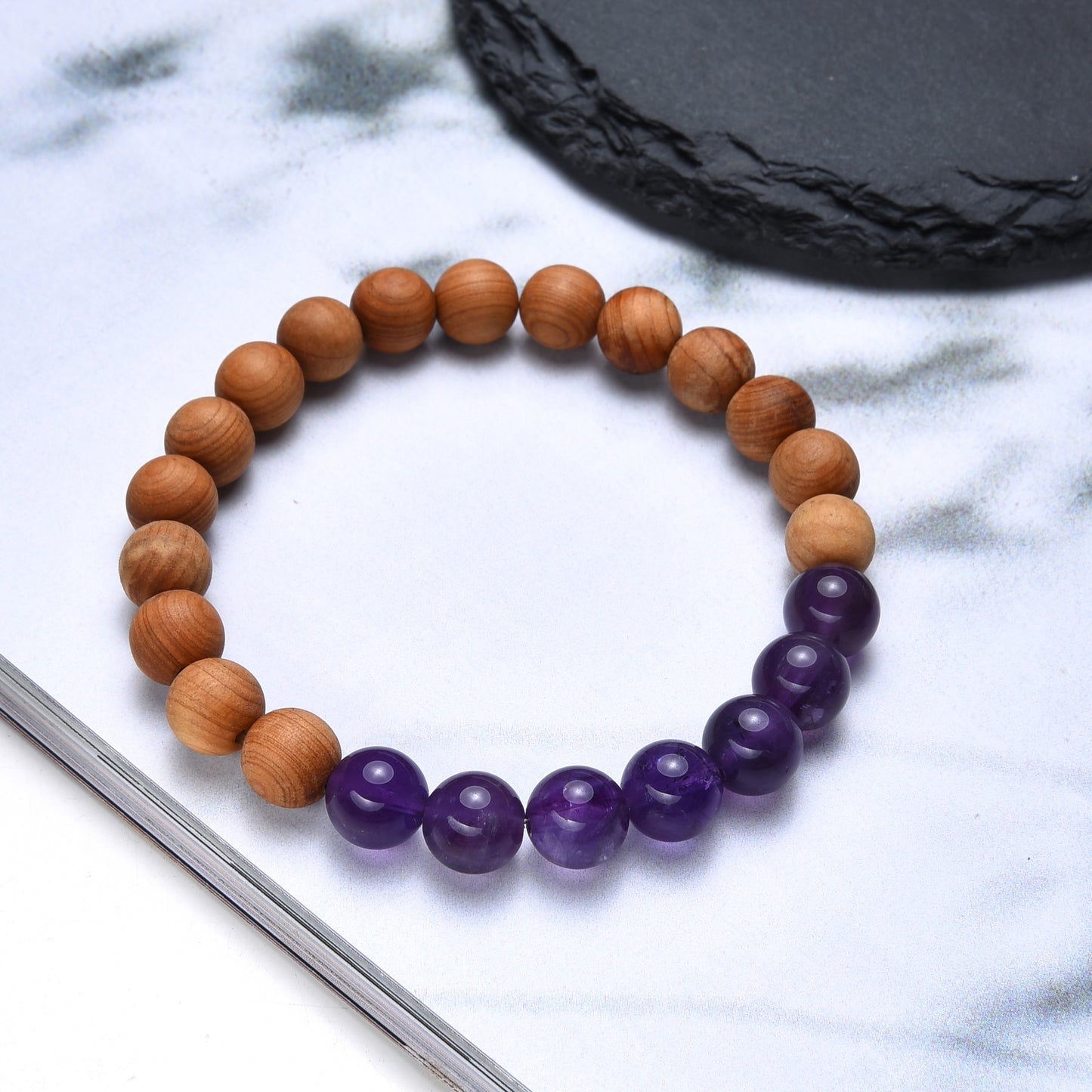 Terra Gem™ Amethyst & Sandelholz Armband – 8 mm