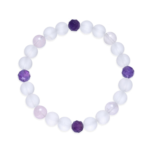 Terra Gem™ Bergkristall, Amethyst & Rosenquarz Armband – 8 mm
