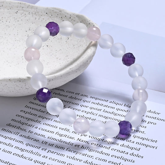 Terra Gem™ Bergkristall, Amethyst & Rosenquarz Armband – 8 mm