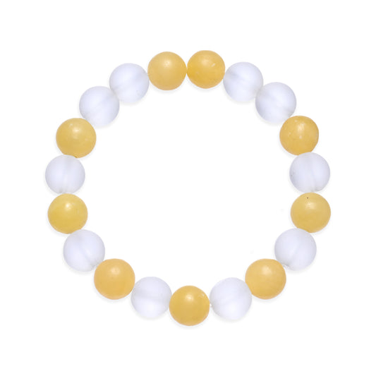 Terra Gem™ Orange Calcit & Bergkristall Armband – 10 mm