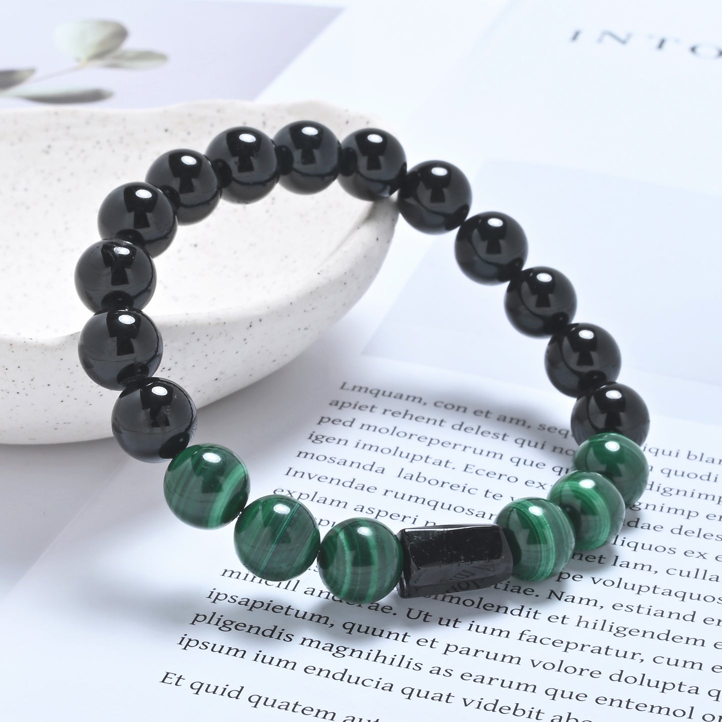 Terra Gem™ Schörl & Malachit Armband – 10 mm