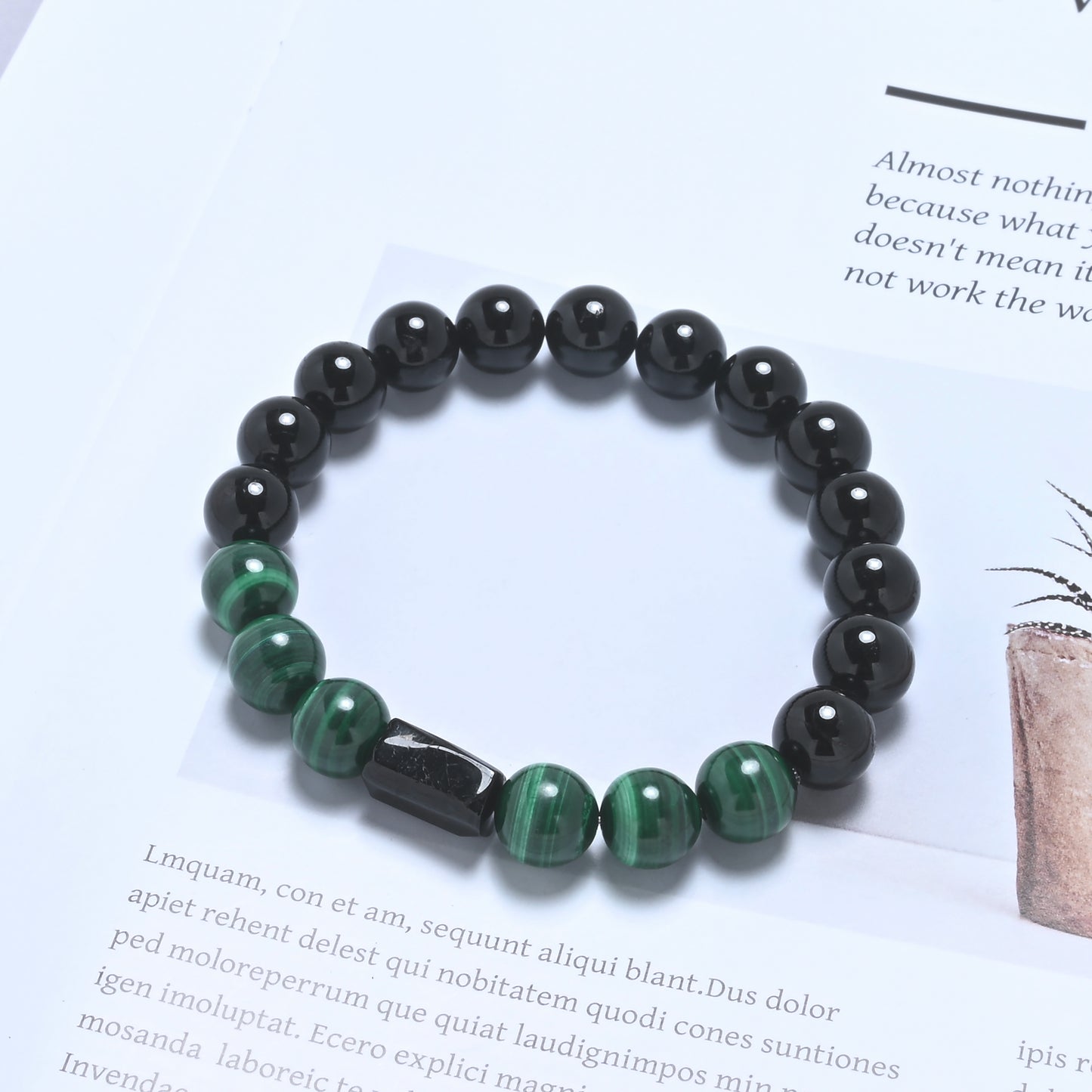 Terra Gem™ Schörl & Malachit Armband – 10 mm