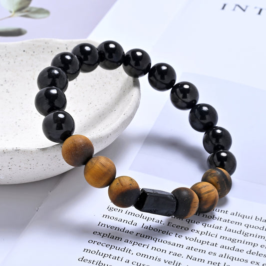 Terra Gem™ Schungit, Tigerauge & Schörl Armband – 10 mm