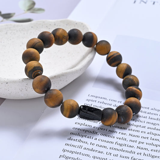 Terra Gem™ Tigerauge & Schörl Armband – 10 mm