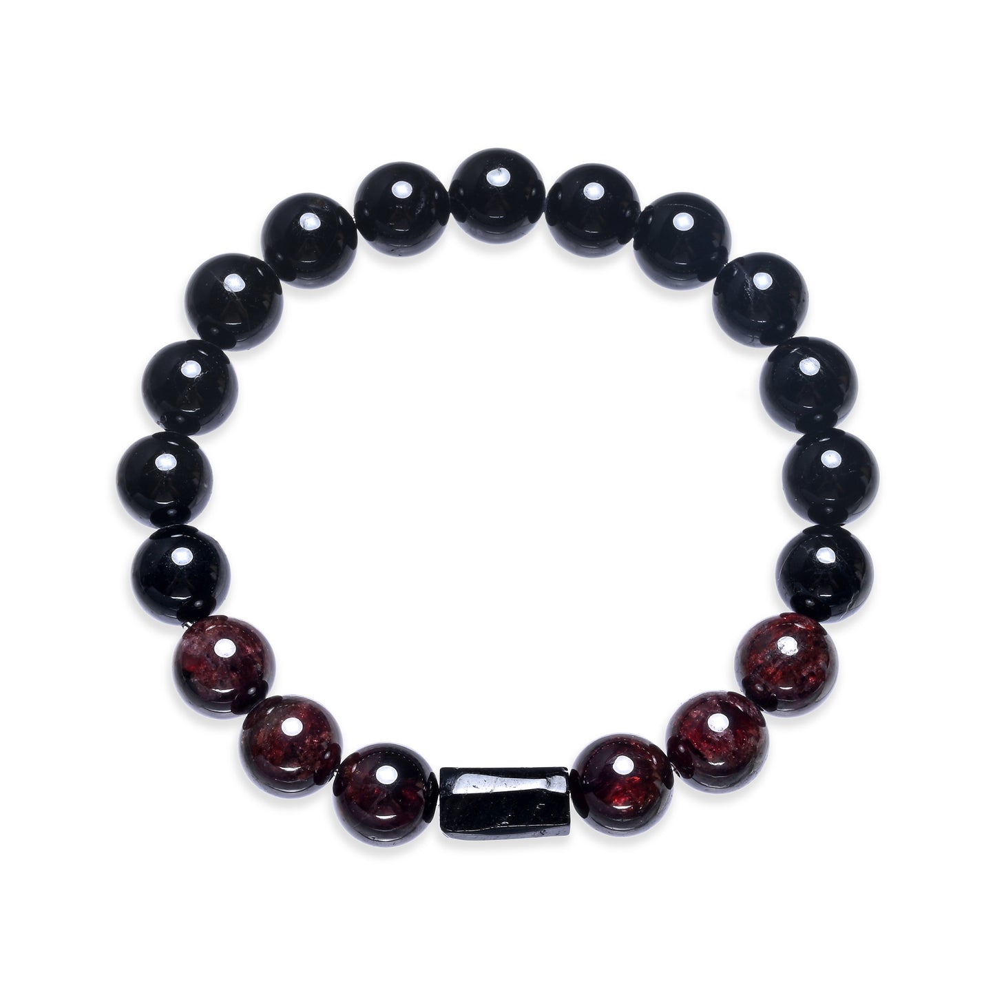 Terra Gem™ Schörl & Granat Armband – 10 mm