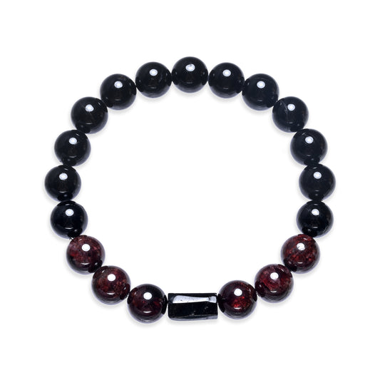 Terra Gem™ Schörl & Granat Armband – 10 mm