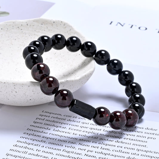 Terra Gem™ Schörl & Granat Armband – 10 mm