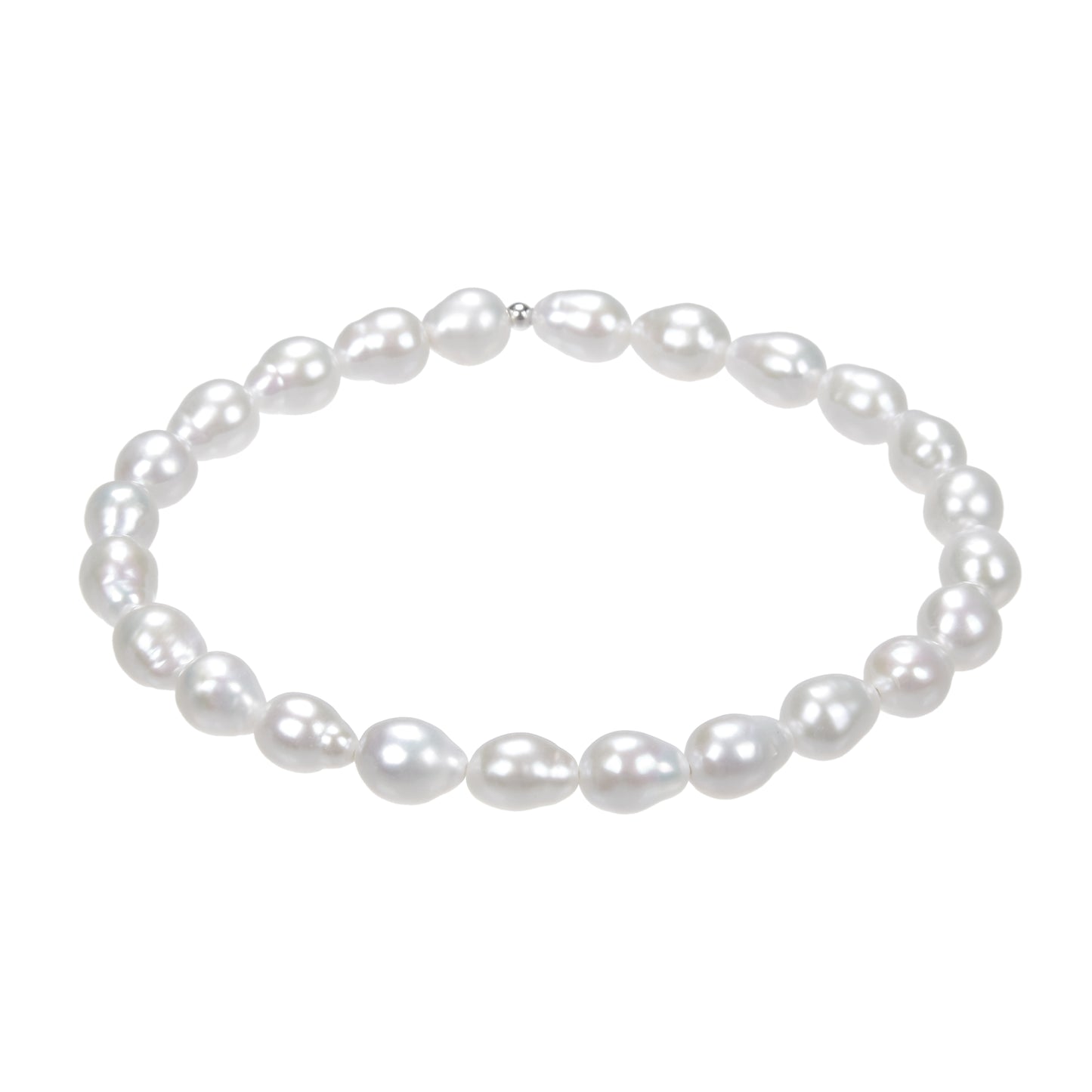 Terra Gem™ Weißes Perlenarmband – Tropfen 6–7 mm