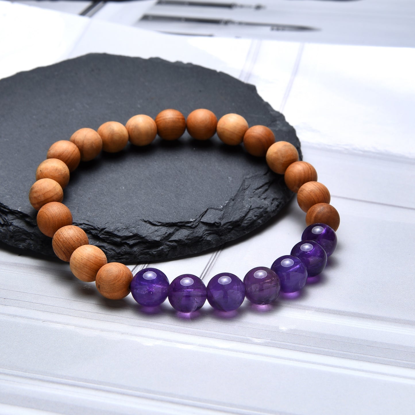 Terra Gem™ Amethyst & Sandelholz Armband – 8 mm