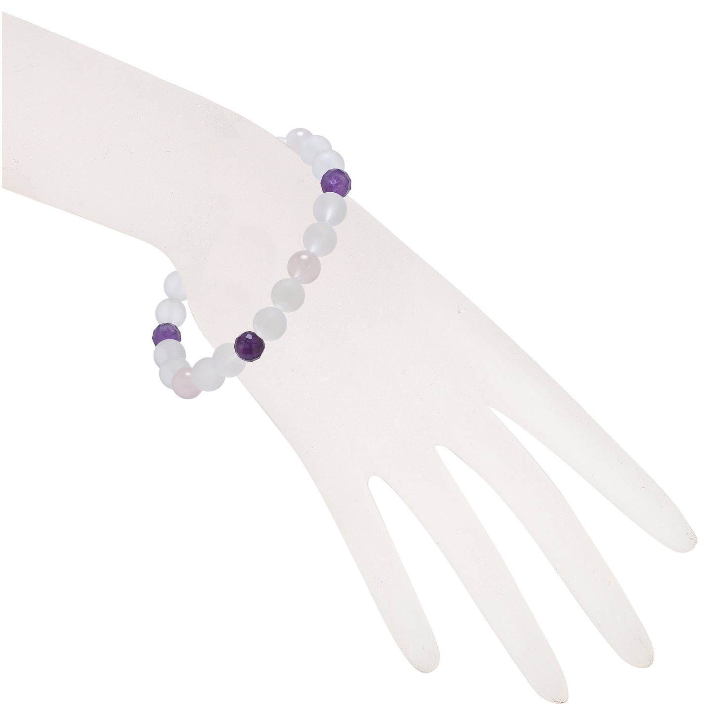 Terra Gem™ Bergkristall, Amethyst & Rosenquarz Armband – 8 mm