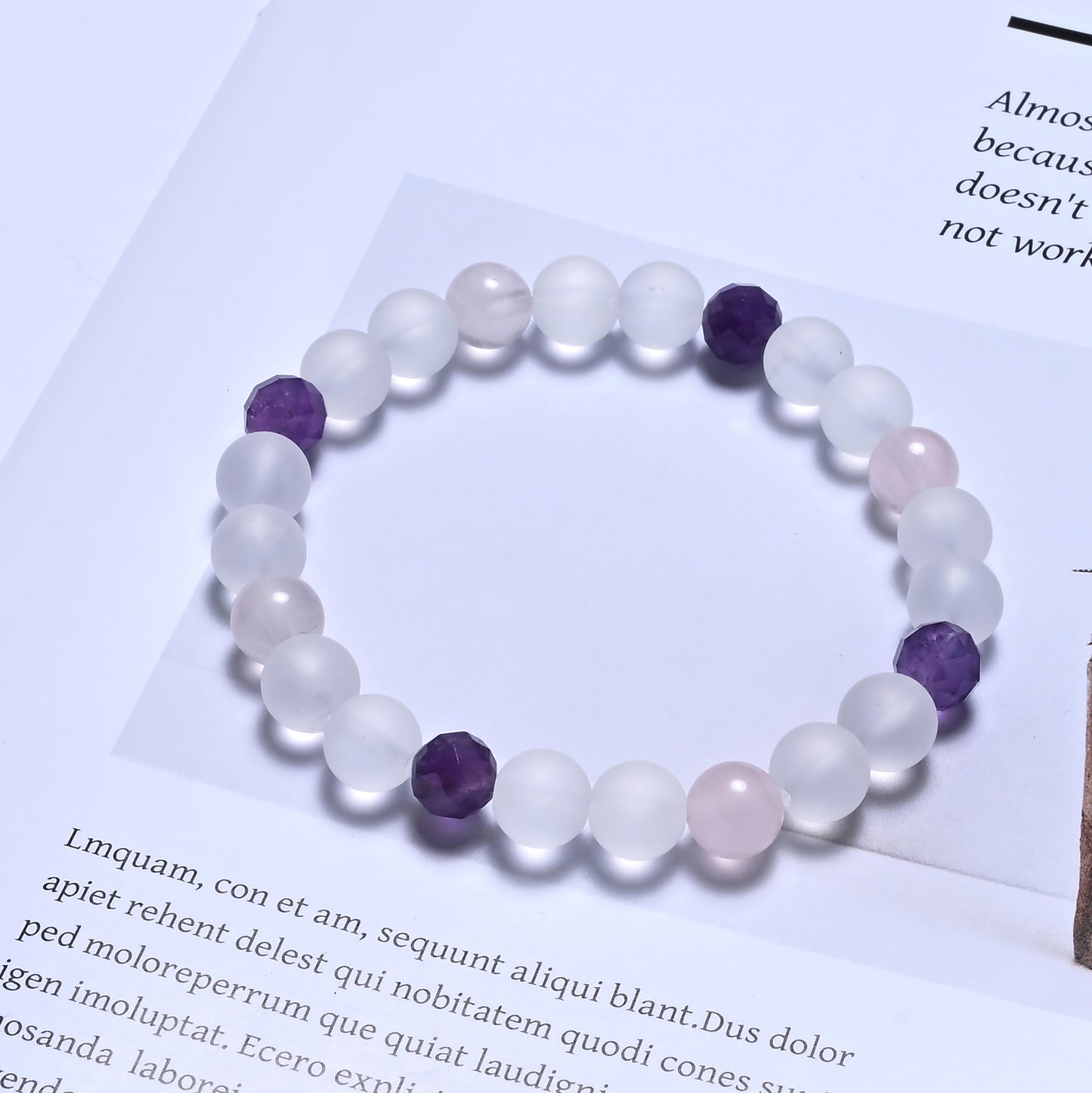 Terra Gem™ Bergkristall, Amethyst & Rosenquarz Armband – 8 mm