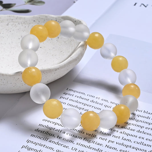 Terra Gem™ Orange Calcit & Bergkristall Armband – 10 mm