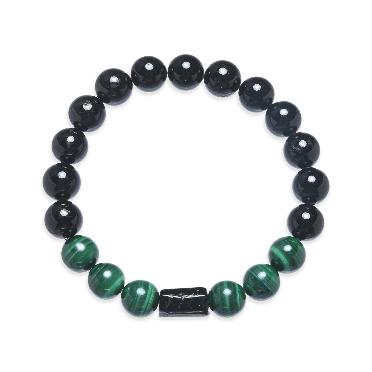 Terra Gem™ Schörl & Malachit Armband – 10 mm