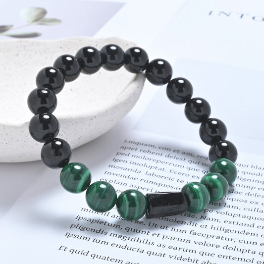 Terra Gem™ Schörl & Malachit Armband – 10 mm