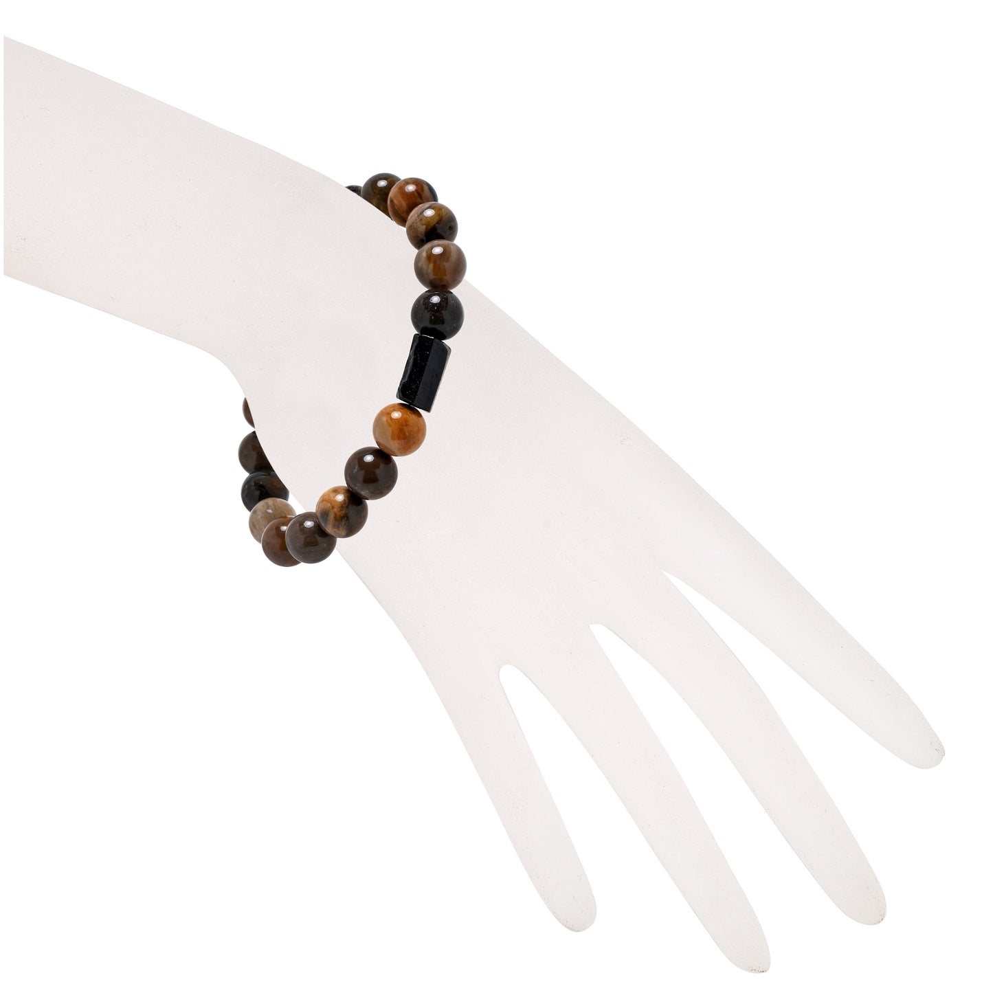 Terra Gem™ Versteinertes Holz & Schörl Armband – 10 mm