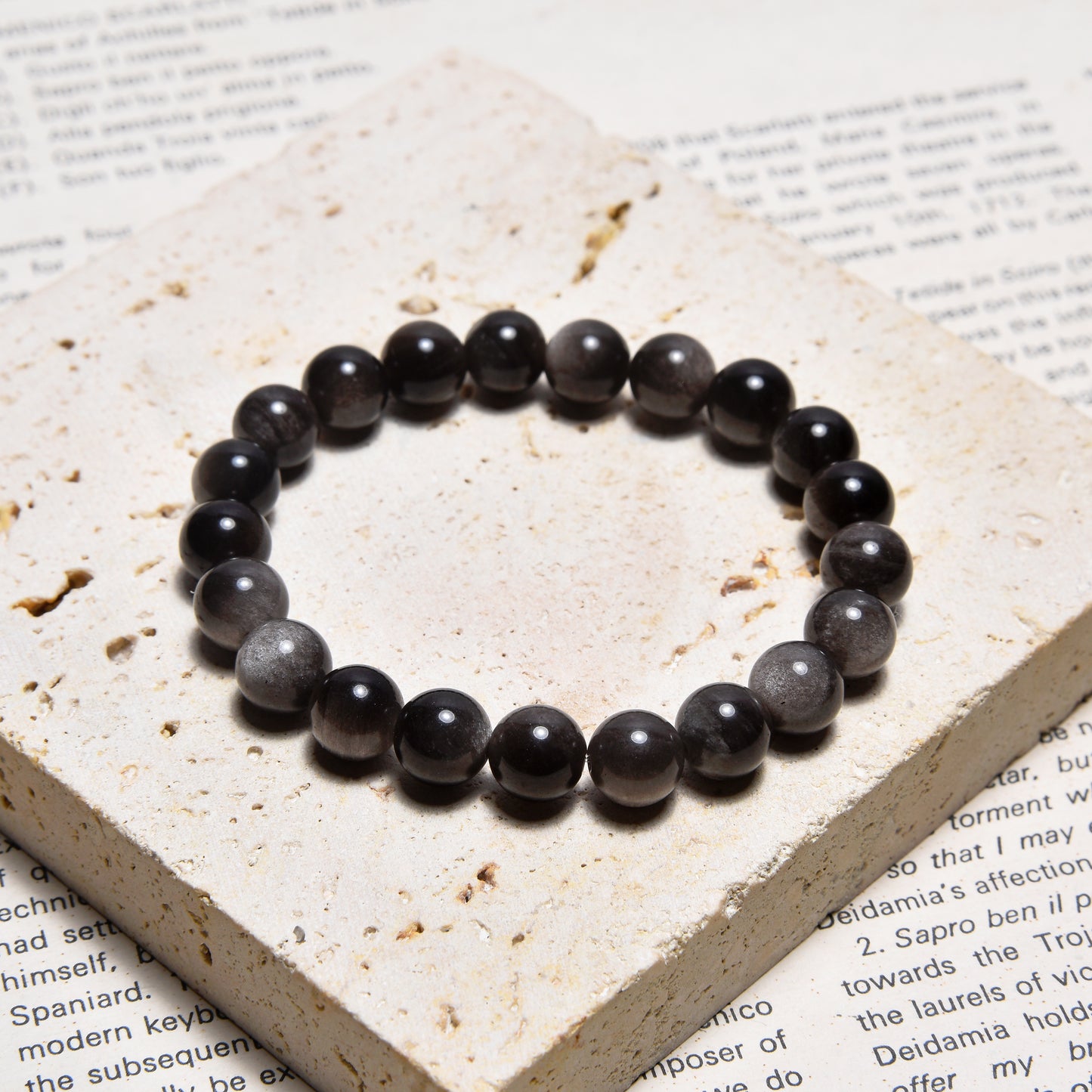 Terra Gem™ Silberglanz-Obsidian Armband – 8 mm