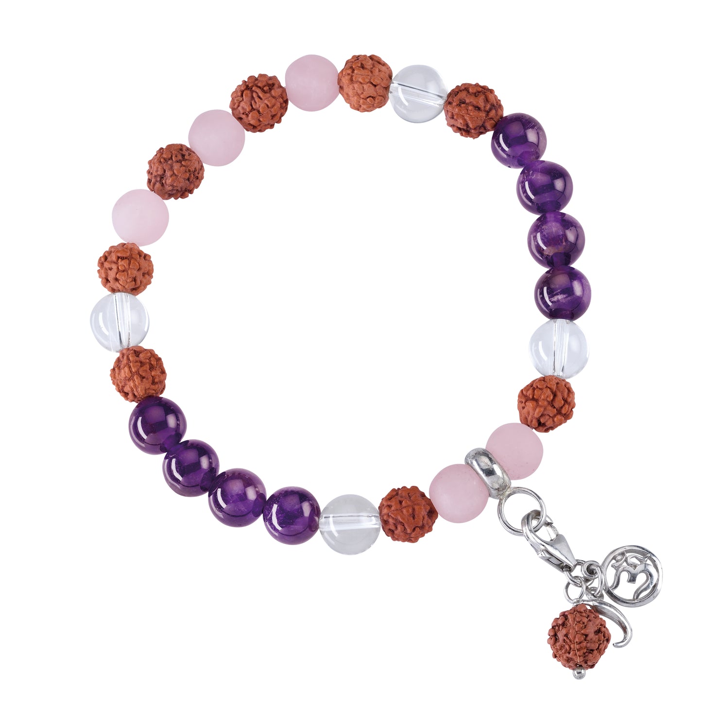 Terra Gem™ Mala Armband Amethyst · Bergkristall · Rosenquarz (Vitalität)