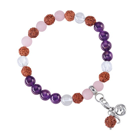 Terra Gem™ Mala Armband Amethyst · Bergkristall · Rosenquarz (Vitalität)